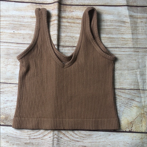 Urban Outfitters Tops - Urban Outfitters Out from Under Ribbed V-Neck Cropped Tank - Brown